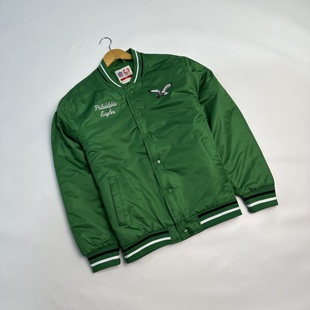 孤品 北美橄榄球老鹰队单排扣棒球棉服 万针刺绣LOGO大码运动棉衣