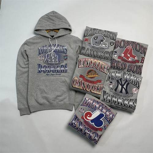 前后龟裂印花队标NE男士加绒卫衣