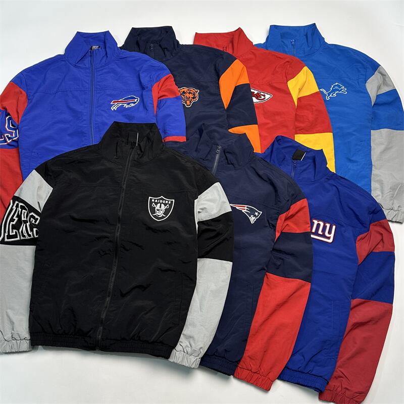 美国橄榄球立领春秋宽松万针刺绣