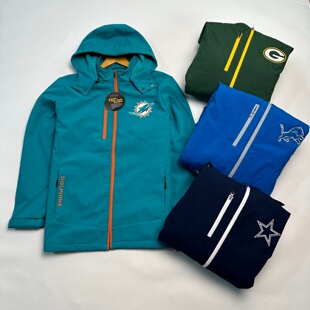 防风防水复合绒大码 美国橄榄球秋冬户外软壳冲锋衣刺绣队标 男士