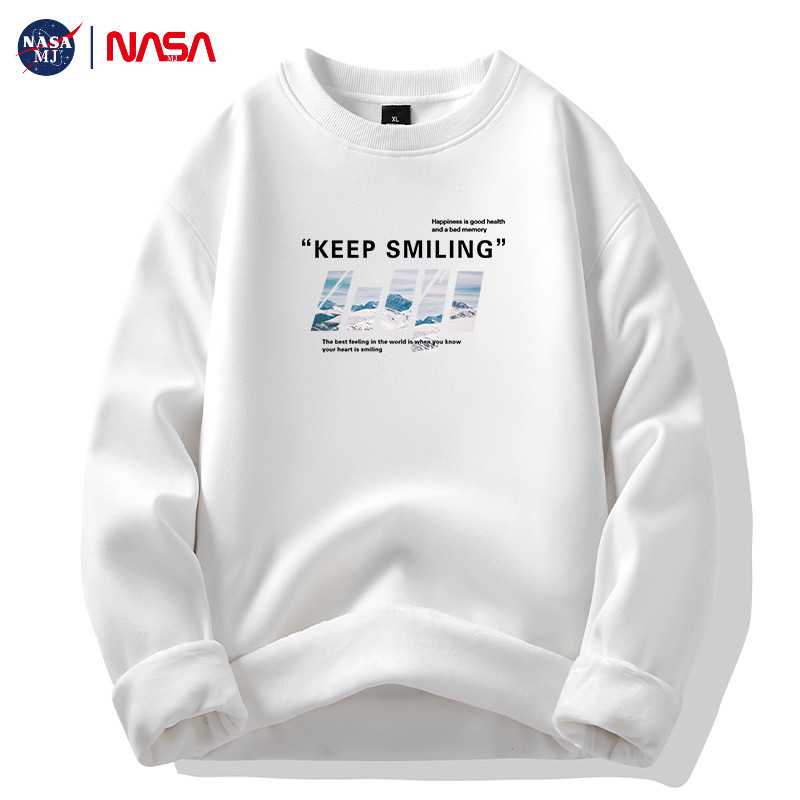 NASA纯棉宽松加绒圆领卫衣