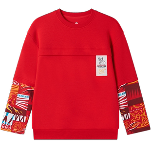 红色新年春节马年 361童装男童圆领套头卫衣秋冬季新款加绒上衣