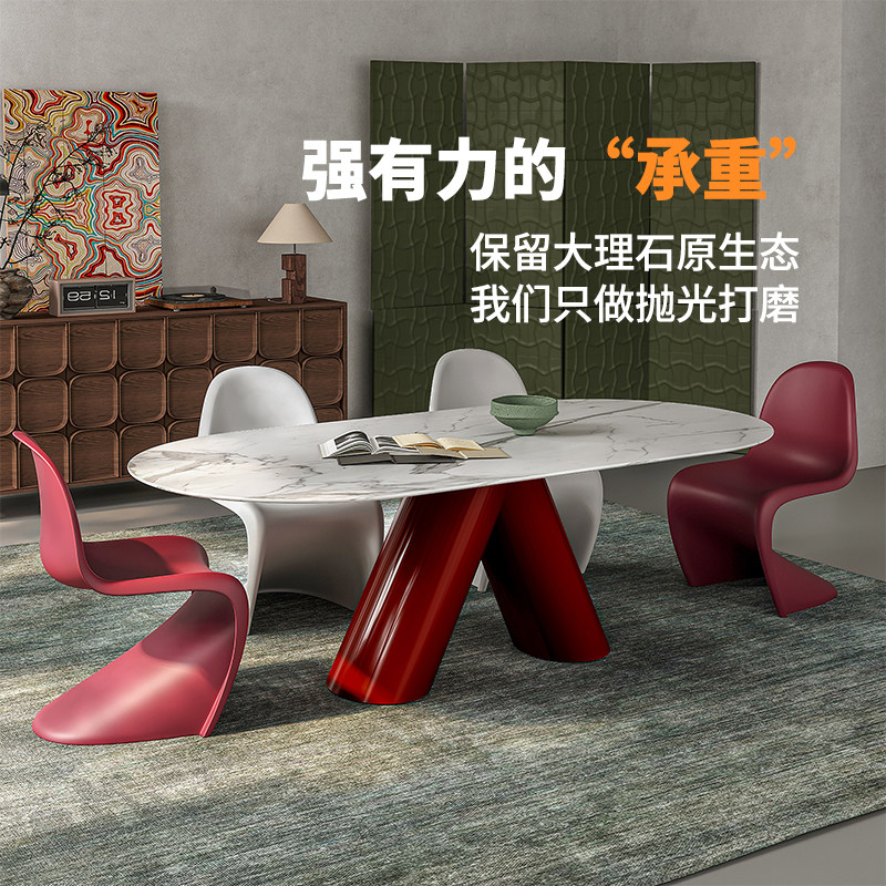 中古风餐桌2026新款轻奢现代简约大理石家用餐厅长方形餐桌
