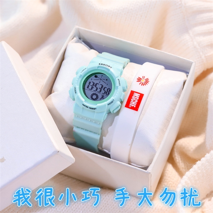 儿童手表女孩小学生夜光闹钟防水静音考试专用只看时间女童电子表