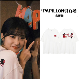 中餐厅沈月同款可爱苹果猫咪印花白色短袖T恤女高级感潮牌上衣夏