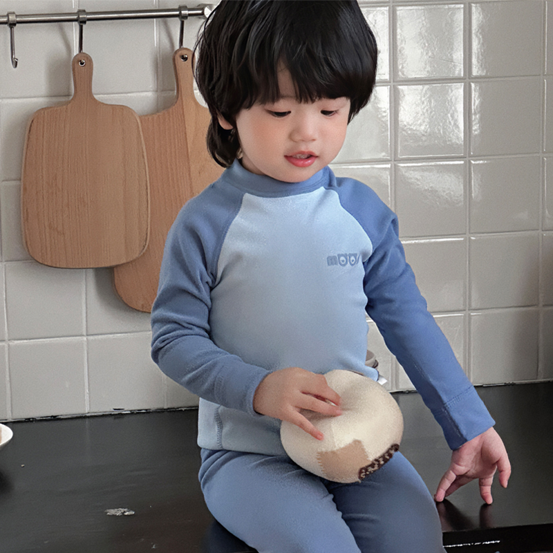 儿童德绒保暖内衣套装无骨中领
