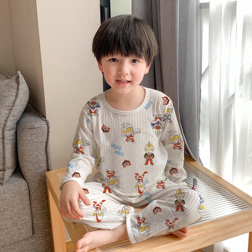 儿童纯棉睡衣夏季薄款家居服男童