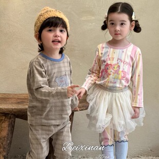 儿童睡衣纯棉300G加厚男女童宝宝无骨秋衣秋裤内衣套装秋冬家居服