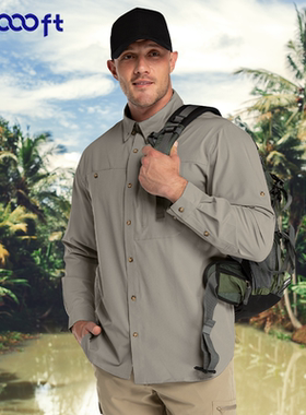 户外速干衬衣男防风休闲登山服钓鱼徒步上衣透气防晒大码长袖衬衫