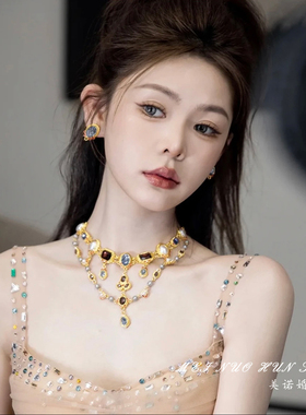 美诺婚饰复古轻奢水晶高级项链