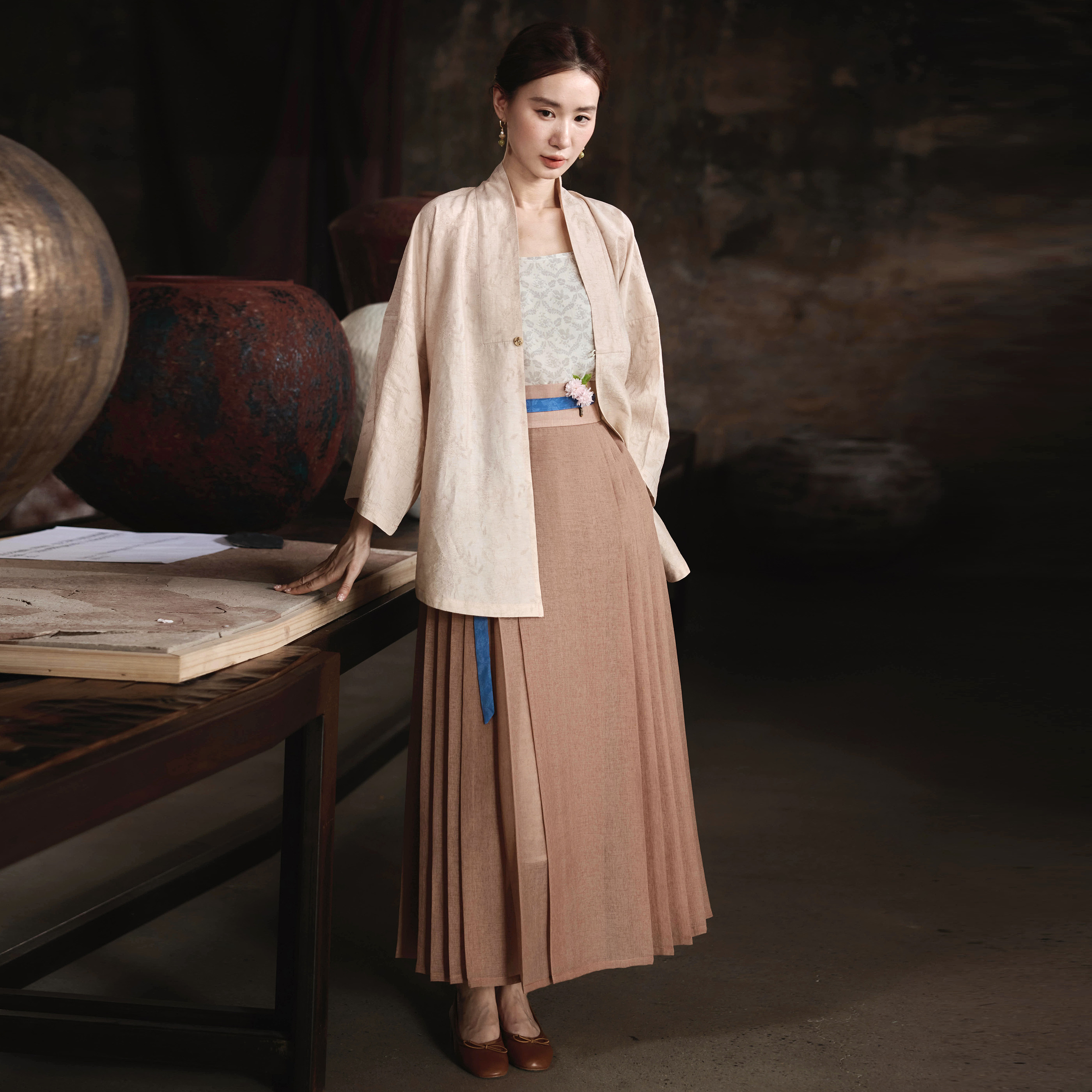 【留白｜玉粉】明制汉服女2025新款夏季马面裙套装合领短衫日常