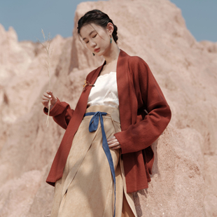 【留白｜朱砂华美】敦煌宋制汉服对穿交两片裙旋裙汉服日常春秋季