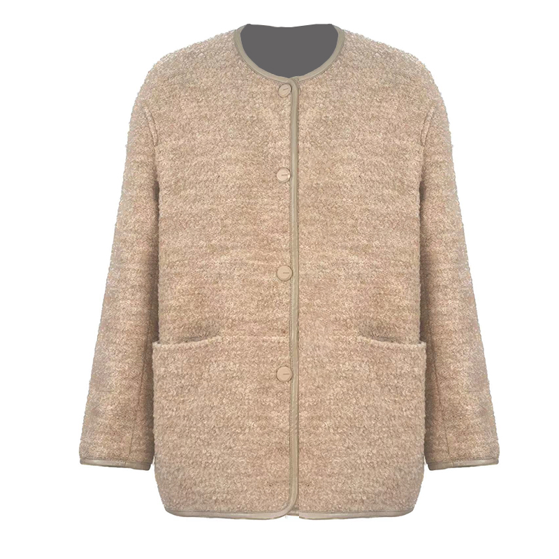 衣长72起 满5免1【晓雯&深圳OCT】NQ8016 皮质蚕丝羊驼绒羊毛外套