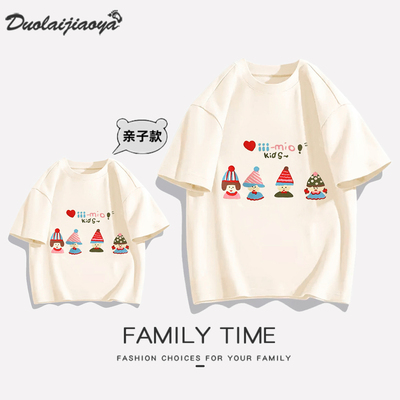 夏装亲子装短袖T恤炸街洋气