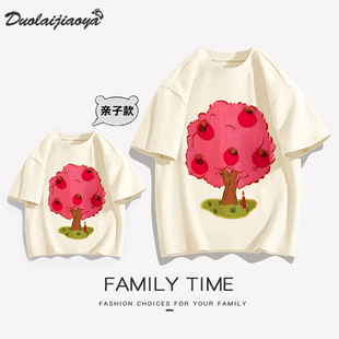 母女夏装 潮卡通立体上衣高端韩版 2024新款 亲子装 儿童短袖 亲子T恤