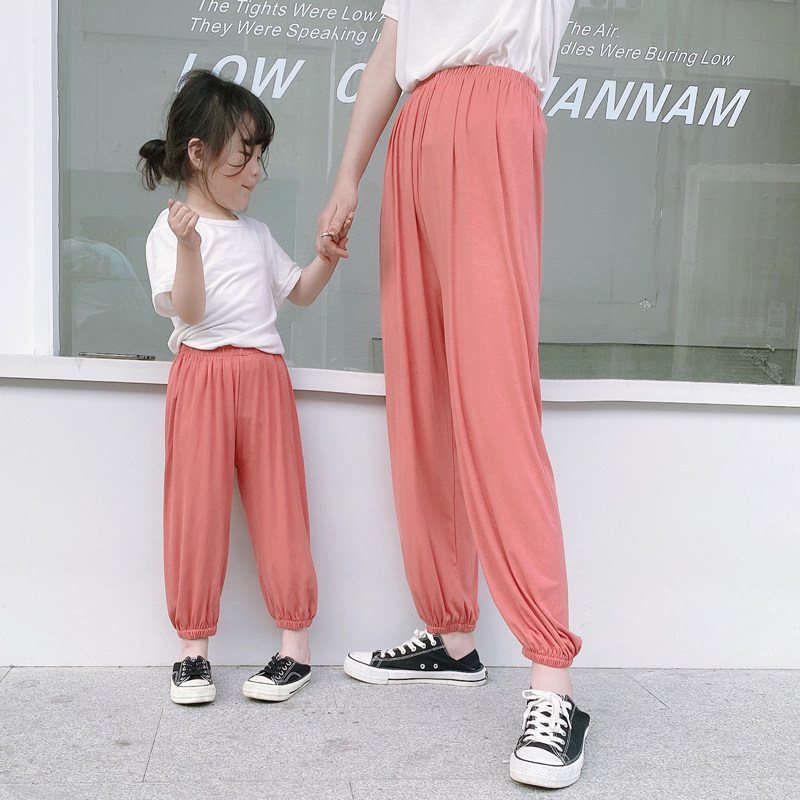 防蚊裤亲子装2020新款潮韩版超薄款面膜裤子母女装夏季灯笼裤洋气