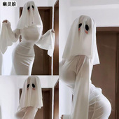 幽灵娘cos服万圣节杏子夫人同款 连衣裙白色 可爱鬼cosplay服装
