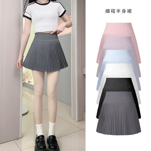 2025春夏新款牙签褶子裙女百搭设计感高腰百褶裙西装短裙半身裙