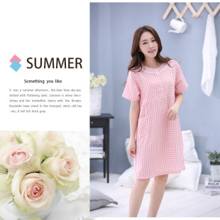春夏季日系纯棉双层纱布薄款短袖睡衣睡裙女夏裙居家服F-568