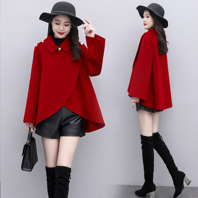 纯手工定制2023秋冬新短款斗篷外套双面羊绒大衣女羊毛韩版气质
