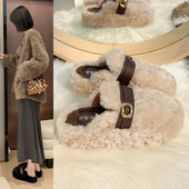 厚底增高加绒保暖包头棉拖女2025冬季 休闲轻便毛拖鞋 新款 百搭时尚