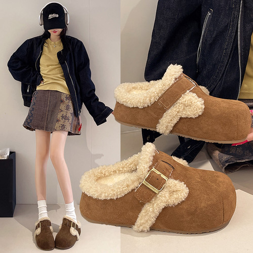 厚底外穿加绒保暖勃肯鞋女