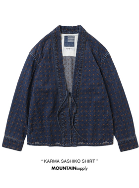 MOUNTsupply刺子绣衬衫外套ICT贝壳扣INDIGO牛仔日系道袍非VISVIM
