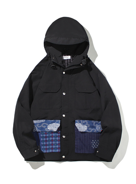 MOUNTsupply蓝染冲锋衣古布刺子防水日系紫标夹克外套褴褛visvim