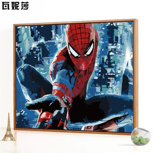 油画手绘漫威人物蜘蛛侠卡通diy