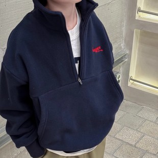 帅气男童拉链卫衣 龙年红色过年衣服秋冬双面绒保暖套头卫衣童装