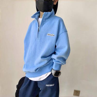 立领拉链休闲百搭加厚卫衣洋气男