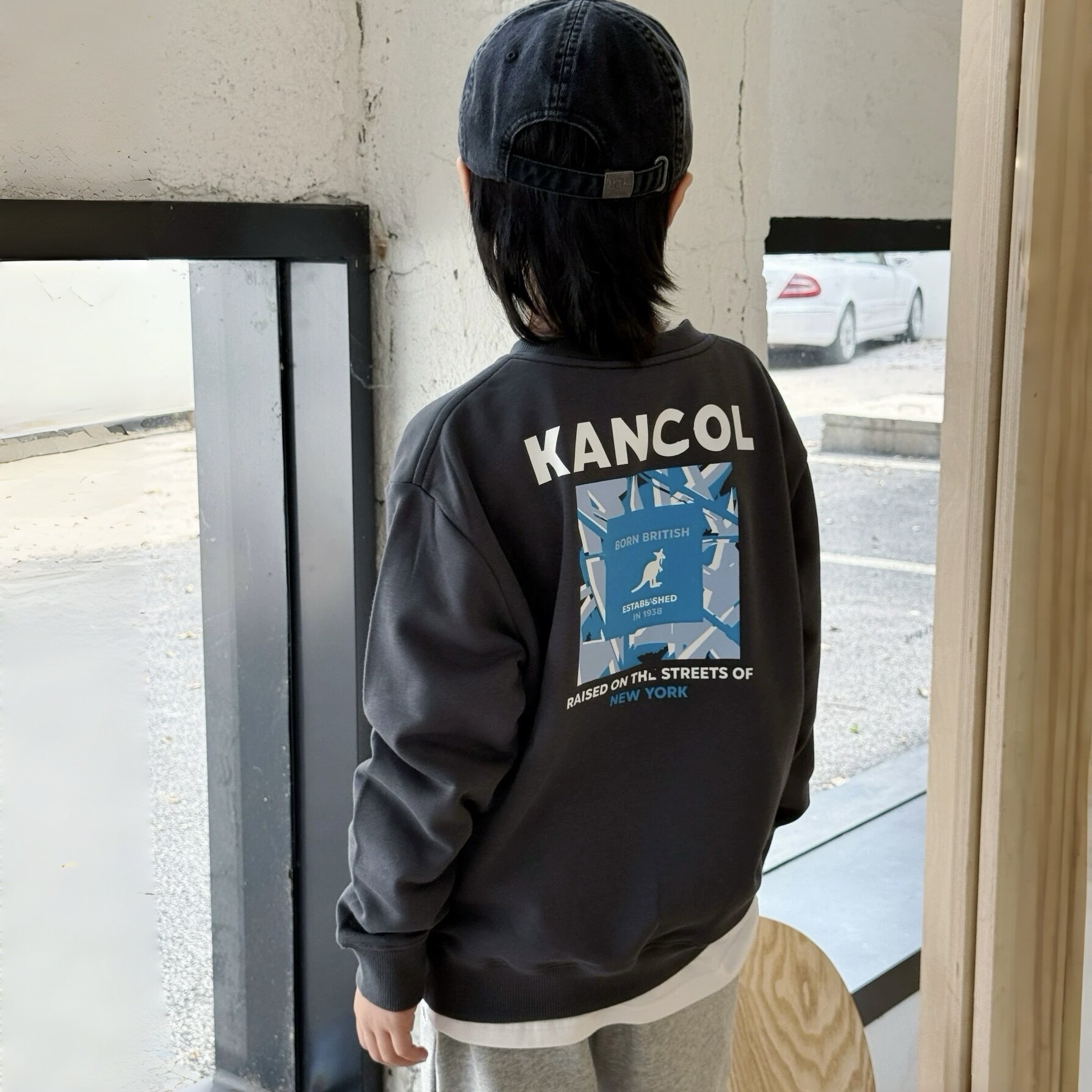 个性深灰男童卫衣 26秋款中大童男生纯棉圆领套头运动上衣舒适潮