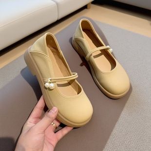 2025新款春秋小白乐福鞋配裙子温柔小皮鞋软皮玛丽珍鞋女平底单鞋
