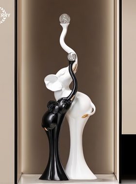 黑白双象摆件客厅玄关轻奢装饰乔迁开业礼品家居软装好物