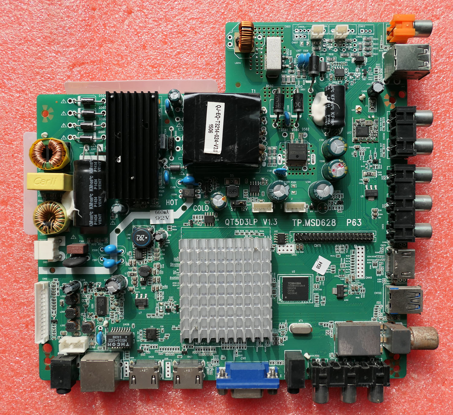 原装TP.MSD628. P63 QT5D3LP V1.3三合一主板 屏V500HJ1-CE6