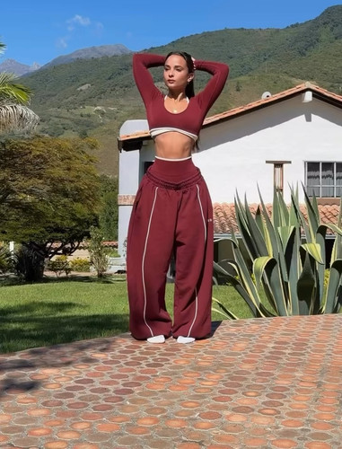 肉肉家teveo contrastlinejogger日常健身纯棉宽松可调节卫裤现货