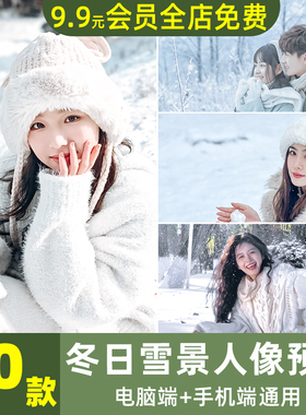 冬日雪景人像LR手机预设PS户外清新写真Camera Raw滤镜视频调色VN