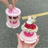 ins跨境真花干花玫瑰花束杯子蛋糕摆件装 饰伴手礼物生日礼物可爱