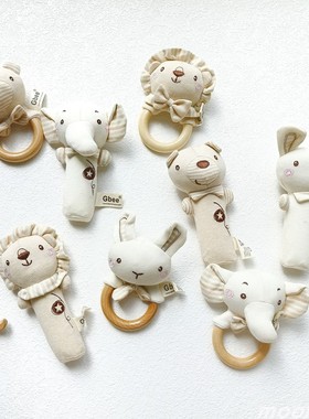 宝宝有机棉手摇棒婴幼儿童安抚玩具2023Gbee摇铃手抓BB棒0-1岁