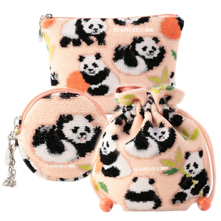 日本国内现货LOVERARY BY FEILER熊猫毛巾零钱包装饰饺子包束口袋