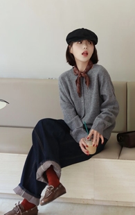 羊毛开衫女圆领春秋款韩版宽松针织外套百搭显瘦羊绒毛衣外搭上衣