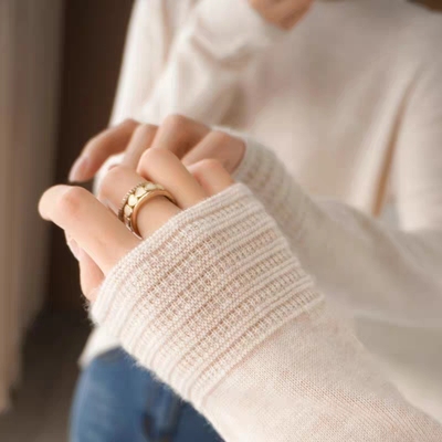 精致精纺羊毛衫女薄新款圆领宽松针织衫外穿毛衣纯羊毛套头打底