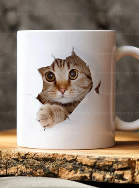 3D可爱猫咪马克杯陶瓷杯子礼物情侣杯早餐牛奶茶水杯咖啡杯办公室