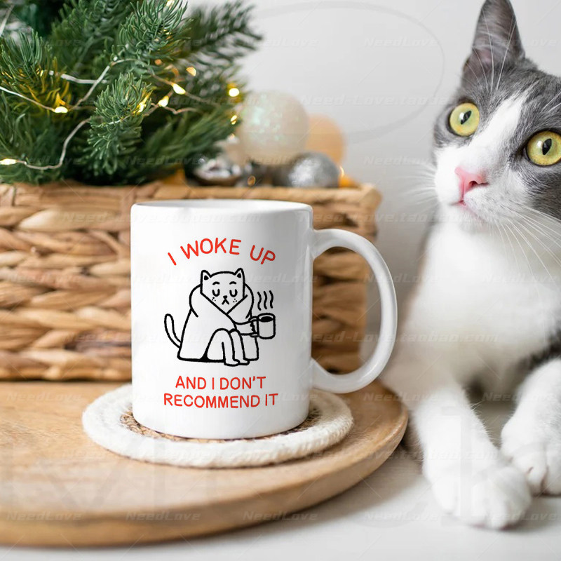 我醒来了但我不推荐可爱猫猫马克杯咖啡杯文创水杯早餐生日礼物