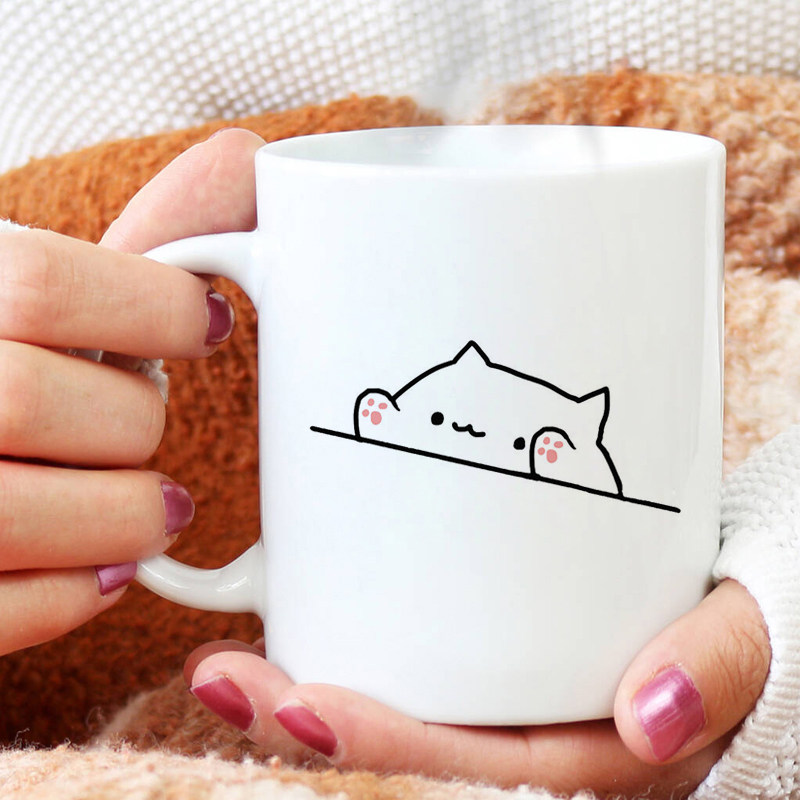 可爱猫猫求抱抱马克杯创意陶瓷杯子女生家用喝水杯情侣咖啡杯礼物