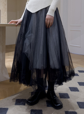 Luciferous 原创小众设计感高腰a型裙半身裙仙女显瘦长款蓬蓬纱裙