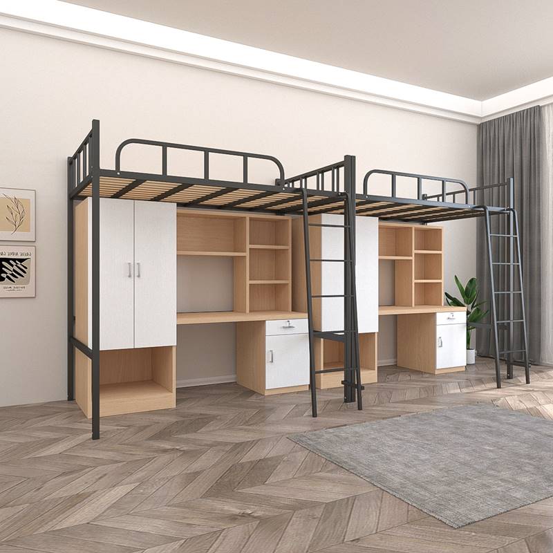 定制大学生公寓床上下桌一体组合宿舍床员工单人高床架床铁艺床i.