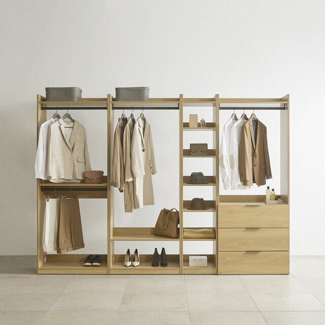香港北欧实木开放衣柜衣帽间挂衣架储物柜卧室组合衣橱定制衣
