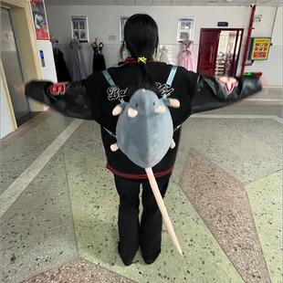 可爱花枝鼠双肩包创意老鼠毛绒公仔玩偶背包仿真鼠鼠送闺蜜礼物包