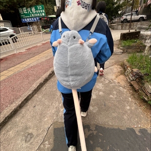 可爱花枝鼠双肩包创意老鼠毛绒公仔玩偶背包仿真鼠鼠送闺蜜礼物包